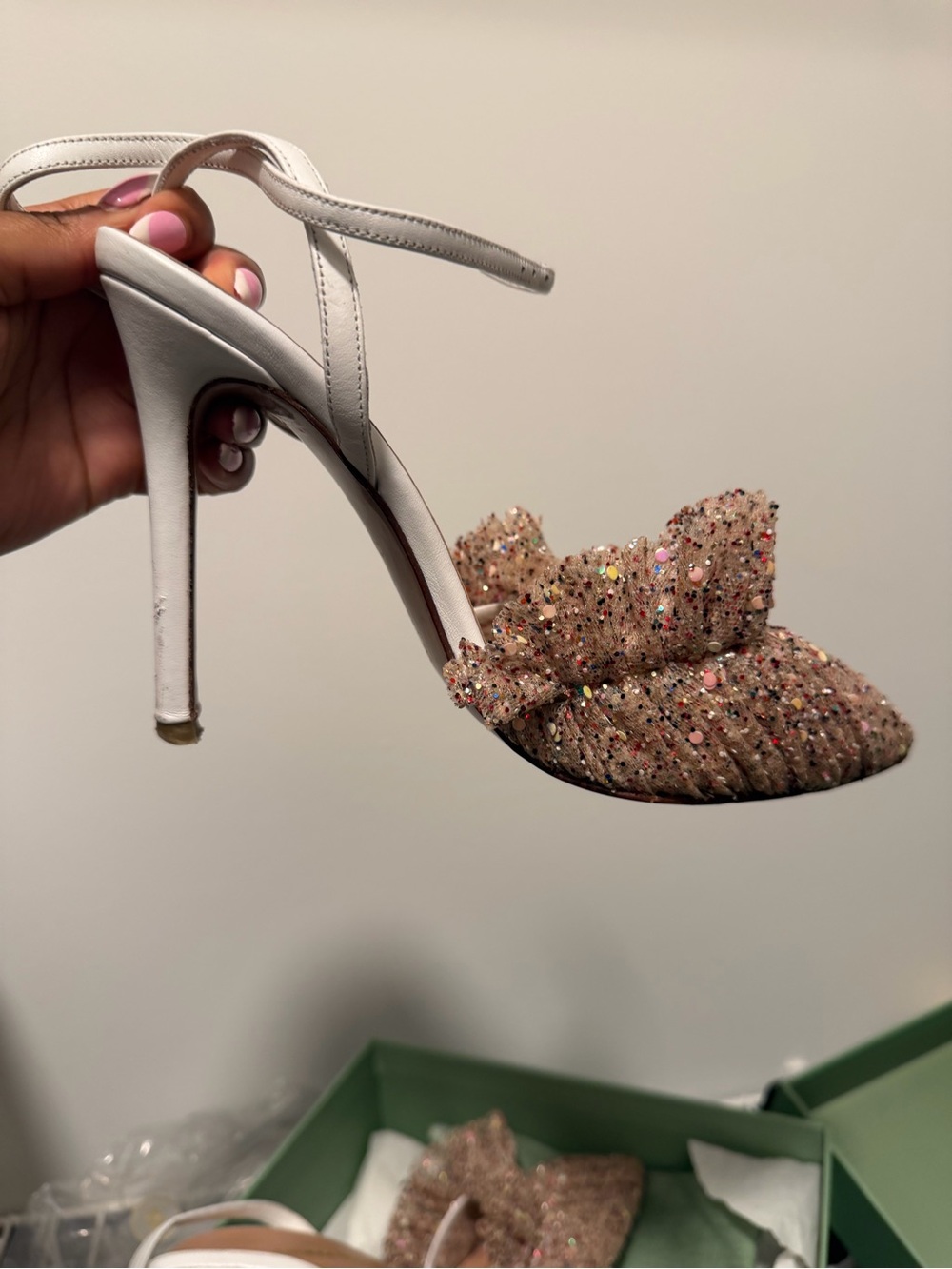 Franca Glitter White Glitter High Heel Sandals